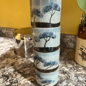 Artistic Japanese Otagiri Ceramic Tree Cups